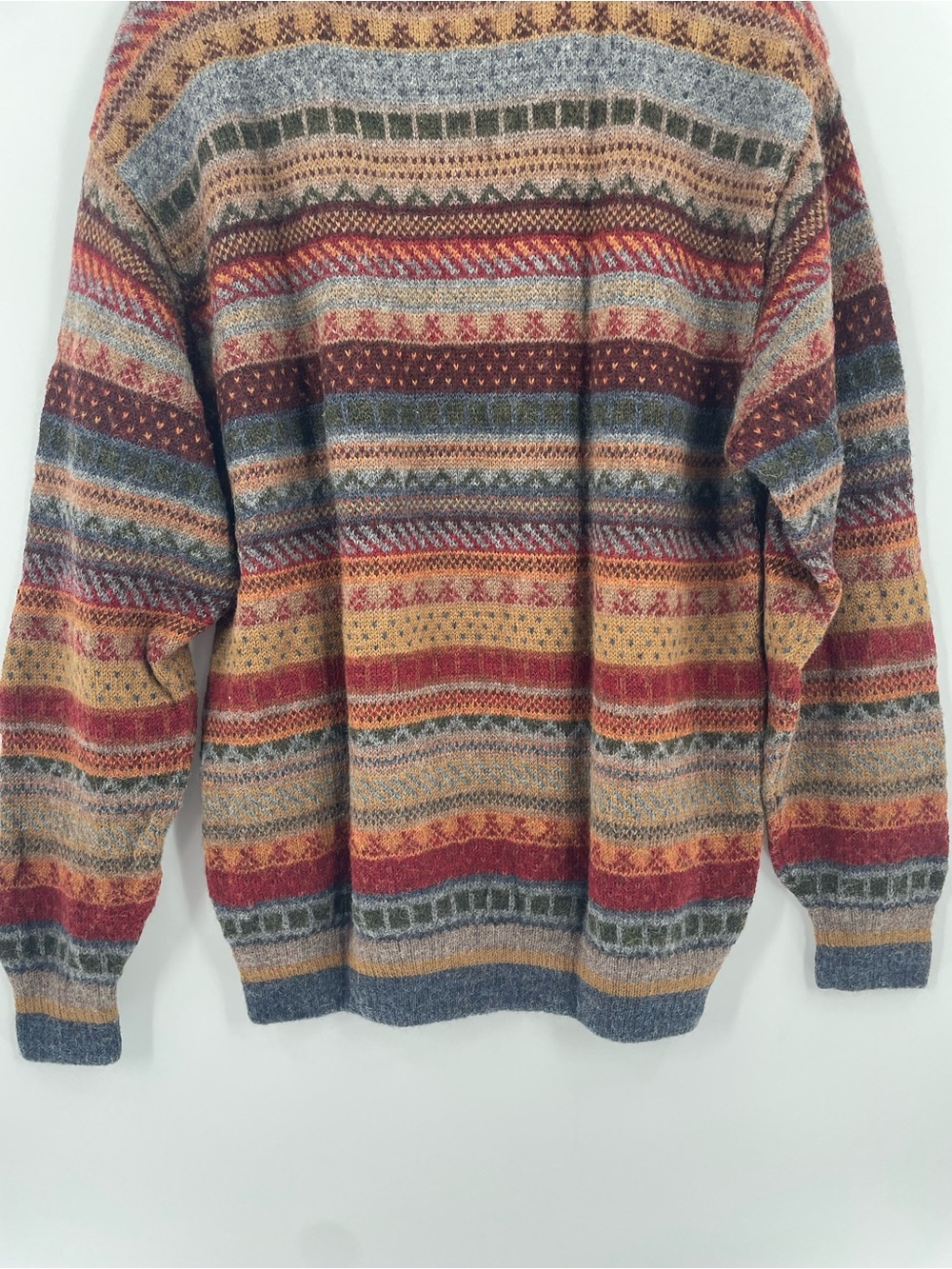 VTG Waliki 100% Alpaca Wool Quarter Zip Sweater XL Boho Geometric Grandpa Core - Picture 10 of 13